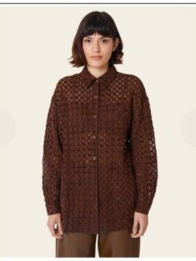 Find Me Now Harmony Checkered Mesh Long Sleeved Buttondown